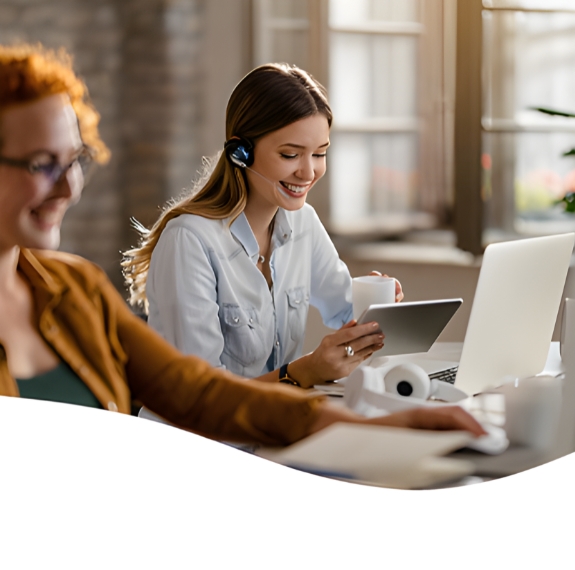 Equipe de atendimento em ambiente corporativo