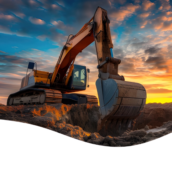 Escavadeira em operação de mineração